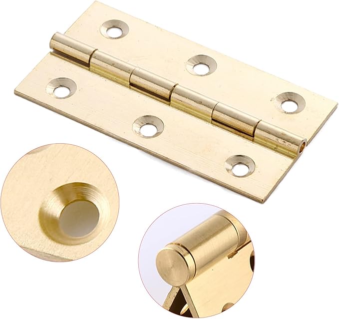4pcs 2 Inch Gold Cabinet Hinges, Lasting Brass Folding Butt Hinges, Surface Polishing Mini Bifold Hinges, Small Hinges for Cabinets, Furniture, Drawer Doors