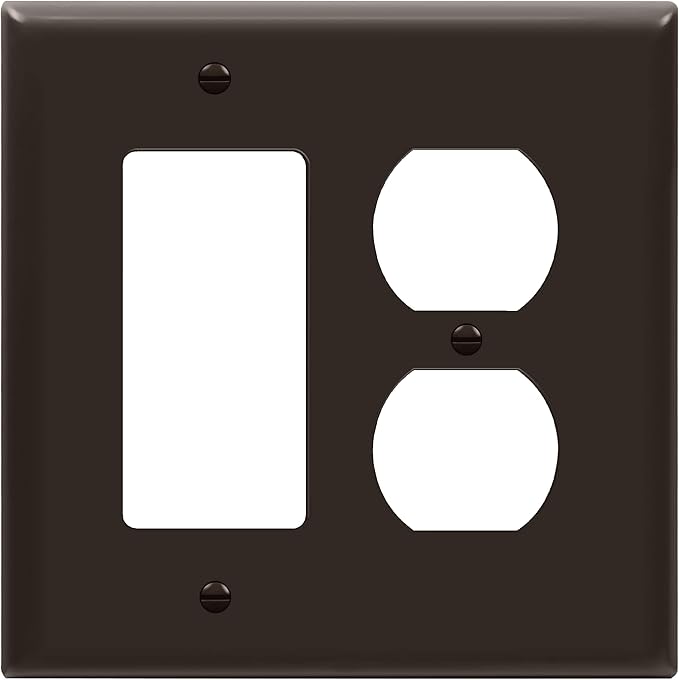 ENERLITES Combination Duplex Receptacle Outlet/Decorator Switch Wall Plate, Mid-Size 2-Gang 4.88" x 4.92", Polycarbonate Thermoplastic, 882131M-BR, Brown
