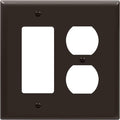 ENERLITES Combination Duplex Receptacle Outlet/Decorator Switch Wall Plate, Mid-Size 2-Gang 4.88" x 4.92", Polycarbonate Thermoplastic, 882131M-BR, Brown