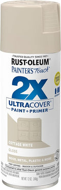 Rust-Oleum 249099 Painter's Touch 2X Ultra Cover Spray Paint, 12 oz, Gloss Cottage White