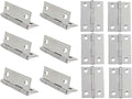 XMHF Folding Butt Hinge, Cabinet Gate Closet Door Hinge 1-1/2'' Long Home Furniture Hardware with Mounting Screws Silver Tone, Pack of 12