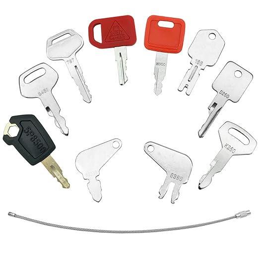 10 Heavy Equipment Key Master Set - Construction Ignition Keys Fit for Cat Caterpillar Komatsu CASE John Deere Hitachi Hyster Kobelco Heavy Equipment Machine Master Key