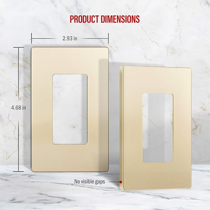 ENERLITES Elite Series Screwless Decorator Wall Plate Child Safe Outlet Cover, Gloss Finish, Size 1-Gang 4.68" H x 2.93" L, Unbreakable Polycarbonate Thermoplastic, SI8831-GD, Gold