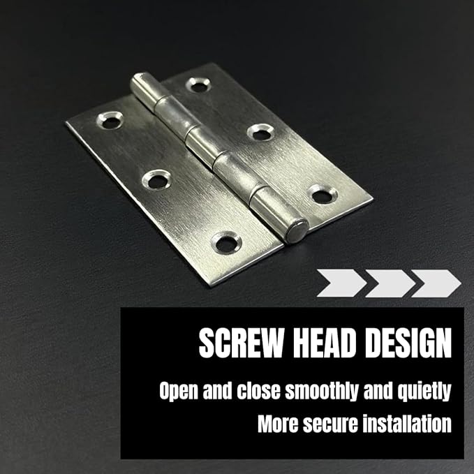 6 PCS 3 inch Stainless Steel Butt Door Hinges with Screws, Brushed/Satin Finish, 1.3mm Thick Small Cabinet & Box Hinges, Silver