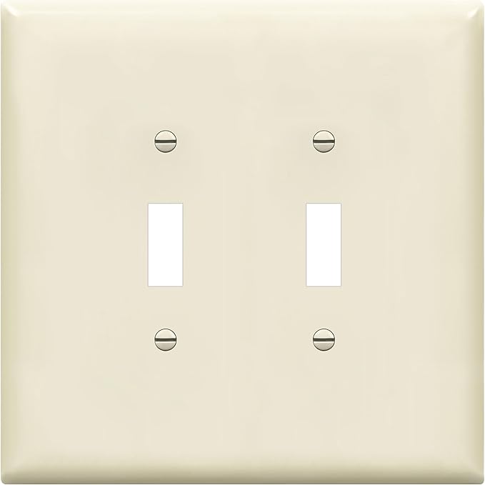ENERLITES Jumbo Double Toggle Switch Cover, Two Gang Light Switch Wall Plate, Gloss Finish, Oversized 2-Gang 5.5" x 5.5", Unbreakable Polycarbonate Thermoplastic, UL Listed, 8812O-LA, Light Almond