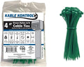Kable Kontrol Green Zip Ties 4 Inch 100 Pcs, 18 Lbs Tensile Strength, Self-locking Nylon Colored Cable Ties Wire Wraps for Indoor or Outdoor Use