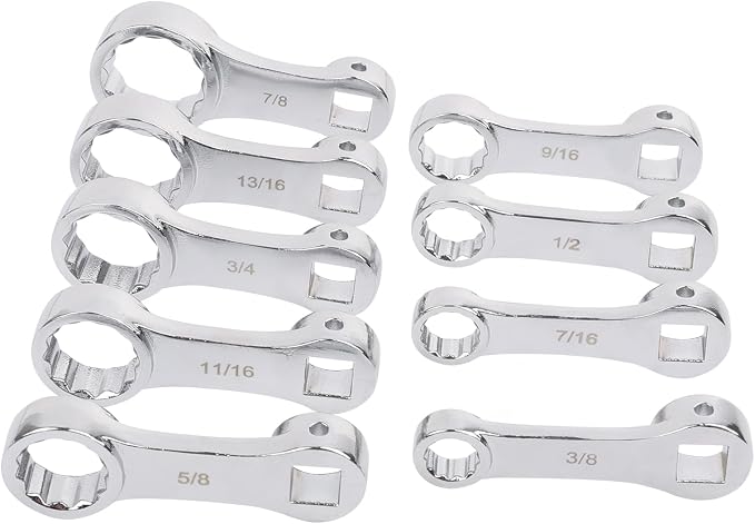 9-Piece Torque Adapter Set - 12-Point Box End Torque Adapter Extension Set - 3/8-Inch Drive for Hard to Reach Places - Includes 3/8", 7/16", 1/2", 9/16", 5/8", 11/16", 3/4", 13/16", 7/8"