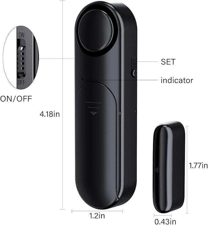 Window and Door Alarm When Opened for Kids Safety/Home Security, 2 Pack Sliding Door Sensor Alarms with Remote for Dementia,Burglar Alert for Business/Garage/Apartment Entry,Back/Front/Pool, Black