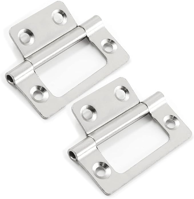 Biaungdo 6 Pcs Non-Mortise Door Hinges, 2 inch x 1 inch Bifold Butt Cabinet Hinges Vintage Furniture Hardware Antique Door Hinge with Screws for Door, Windows, Cabinet, Cupboard(White Nickel)