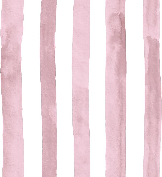 17.5x393 Striped Peel and Stick Wallpaper Pink and White Wallpaper Renter Friendly Blush Pink Stripe Contact Paper Drawers Vinyl Striped Classroom Pastel Watercolor Stripes Bedroom Kids Room