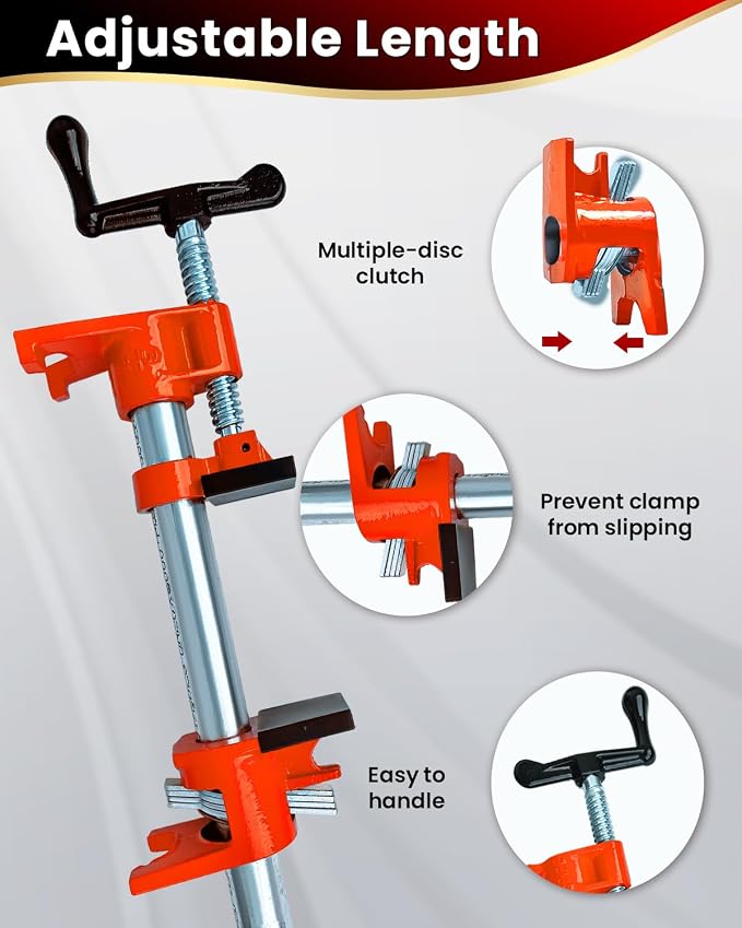 3/4" Pipe Clamps 6 Pack, Wood Gluing Bar Clamp with Pads
