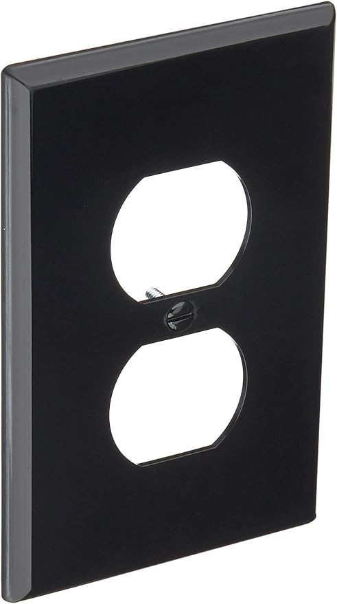 Leviton 1-Gang, 1-Duplex, Midway Nylon Wallplate, Midway Size, 1 Pack, PJ8-E, Black