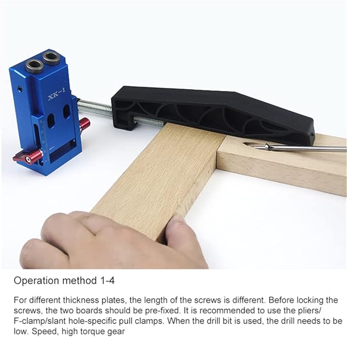 RUNAAJA Pocket Hole Jig Pocket Hole Jig Dowel Jig Pocket Screw Jig One Aluminum System Set Jig Wood Woodwork Guides Joint Angle Tool Carpentry Locator