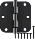 Matte Black Door Hinges 3.5 Inch Rounded 12 Pack Interior 3 1/2" Flat Iron Hinge 5/8" Radius 3 ½"Doors Hardware for Wood Frame and Clear Glass Indoor Bed Room,DIY Assemblely Gate,Closet,Table,Farm