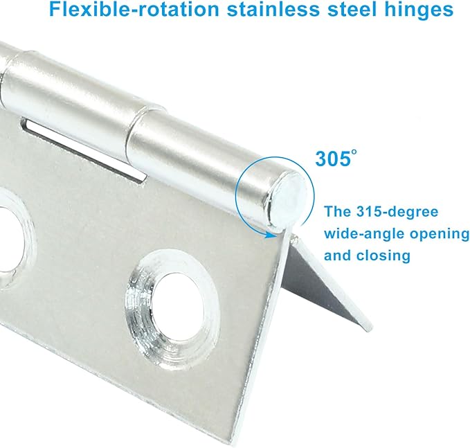 16PCS 2 Inch Stainless Steel Door Folding Butt Hinges, Silver Metal Bisagras para Puertas with Screws for Door, Furnitures, Windows, Cabinet,Cupboard, Dressers