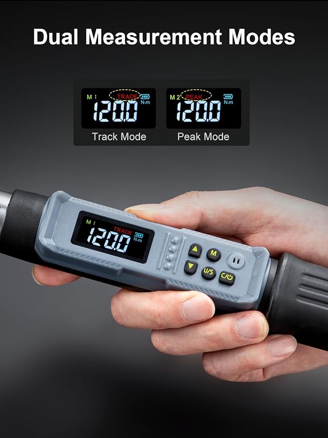 GROWNEER Digital Torque Wrench, 5-99.6 Ft-lbs/6.8-135 Nm, 3/8'' Drive Rachet Torque Wrench with Buzzer & Colorful LED Indicator, Electronic Torque Wrench Set for Bike Motorcycle Car Tire Auto Repair