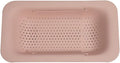 Draining rack Foldable Sink Filter Rectangular Plastic Drain Basket for Draining Pasta and Cleaning Fruits and Vegetables (Green/Pink) Sink Strainer Basket(Pink)