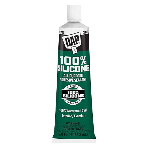 DAP All Purpose 100% Silicone Adhesive Sealant, Clear, 2.8 oz (7079800755)