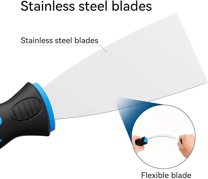 6 Pack Putty Knife Set – Stainless Steel Spackle & Paint Scrapers (1", 1.5", 2", 3", 4", 5") | Flexible Metal Scraper Tools for Drywall Repair, Wallpaper Removal, Plaster & Adhesive