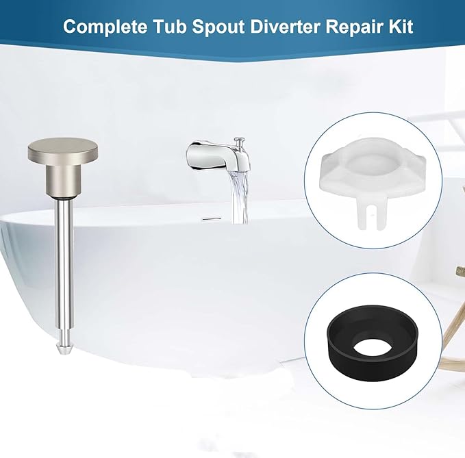 2 Set Tub Spout Diverter Repair Kit, Bathroom Shower Bathtub Leaky Faucet Repair Replacement Parts, Includes 2 Diverter Valve Stems, 2 Gates Seals and 2 Cup (Brushed Nickel)