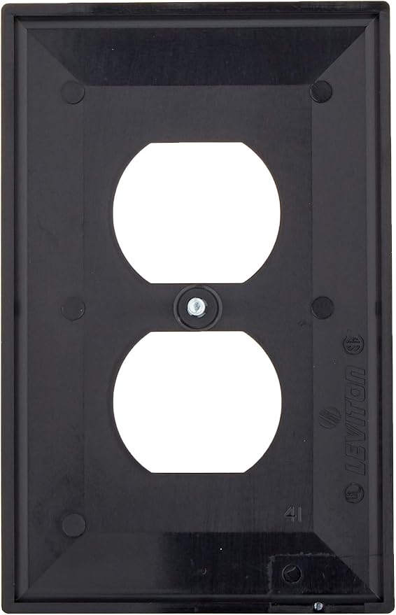 Leviton 1-Gang, 1-Duplex, Midway Nylon Wallplate, Midway Size, 1 Pack, PJ8-E, Black