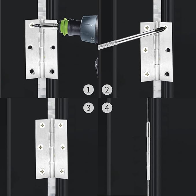 2.5 Inch Stain Nickel Door Hinges, 10 Pcs Stainless Steel Folding Butt Hinges with Screws