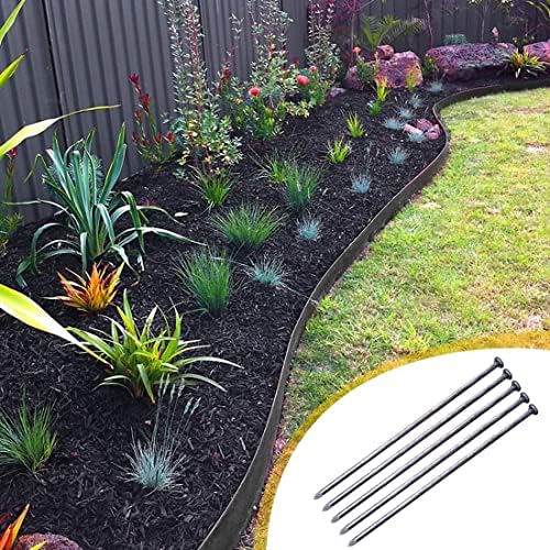WOWCASE 10 Inch Metal Edging Spikes, 100 Pcs Heavy Duty Solid Metal Landscaping Spike, Anchoring Spike Nails for Paver Edges, Weed Barrier, Artificial Turf Etc. (100)