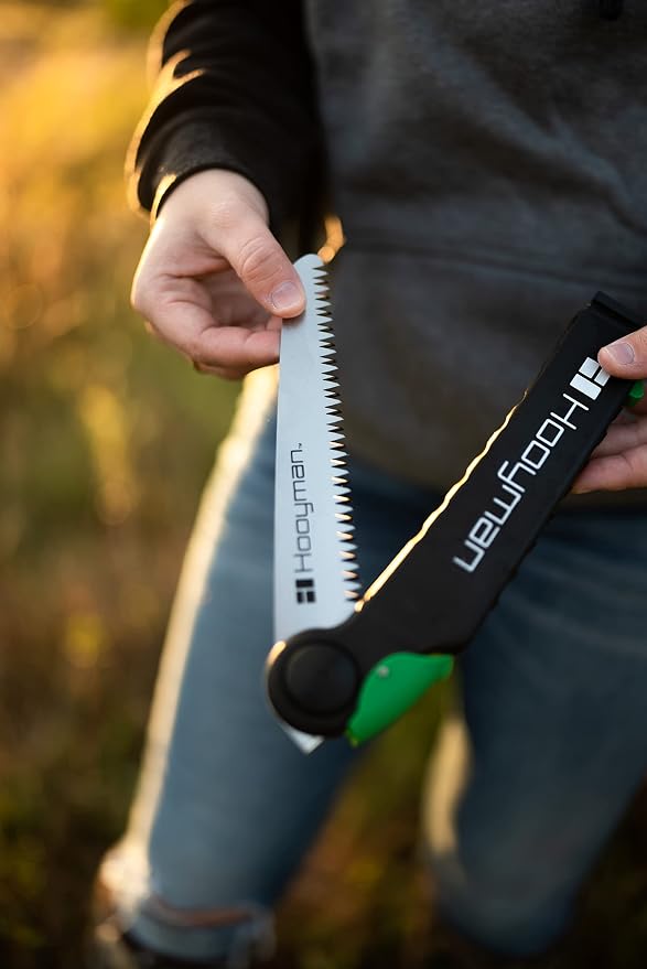 Hooyman Extendable Tree Saw with Compact Design, Detachable Handsaw and Telescoping Pole, No-Slip H-Grip, Impulse Hardened Teeth, and Wrist Lanyard for Tree Trimming, Hunting, Camping, and Outdoors