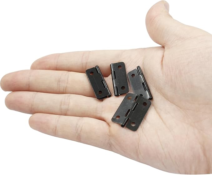 Murtenze 24Pcs Black Butt Hinge, 1 inch x 3/4 inch Metal Foldable Door Hinges for Cabinet Door Closet, Stylish and Durable with Screws