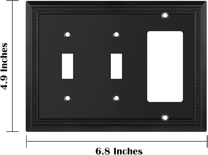 Henne Bery Sunken Pearls Heavy Duty Decorative Wall Plate Switch Plate Outlet Cover (Double Toggle/Single Decorator, Matte Black)