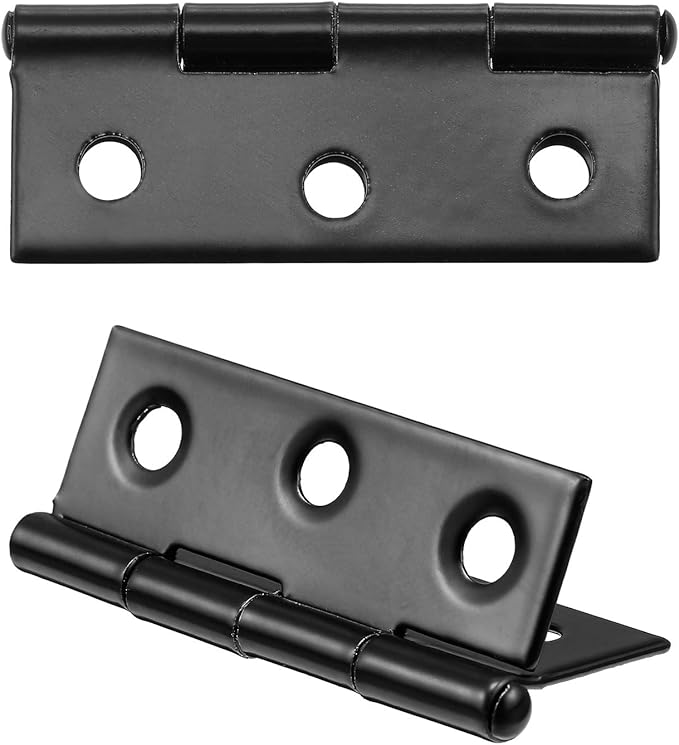 Boao 16 Pieces Small Door Hinges Stainless Steel Folding Butt Hinges Home Furniture Hardware Piano Cabinet Door Hardware with 96 Pieces Stainless Steel Screws(1.75 Inch,Black)