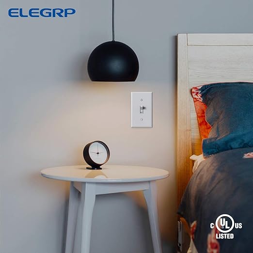 ELEGRP 3 Way Framed Toggle Light Switch, 15 Amp, 120 V, Quiet Self-Grounding, Residential and Commercial Grade, UL Listed (10 Pack, Glossy White)