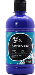 Mont Marte Signature Ultramarine Blue Acrylic Paint, 16.9oz (500ml), Semi-Matte Finish, Suitable for Canvas, Wood, Fabric, Leather, Cardboard, Paper, MDF and Crafts