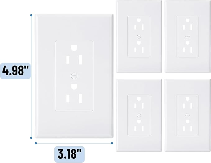 Bates- Duplex Wall Outlet Cover, 20 Pack, White Wall Plates