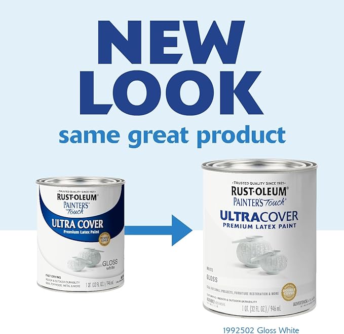 Rust-Oleum 1992502 Painter's Touch Latex Paint, Gloss White 32 Fl Oz, 1 Quarts (Pack of 1)