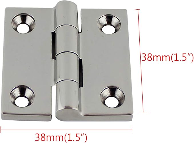 Marine Grade CAST Solid 316 Stainless Steel Mirror Polished Butt Hinges Marine Stainless Steel Heavy Duty/ 1.5" x 1.5" Pair for Boat, RVs