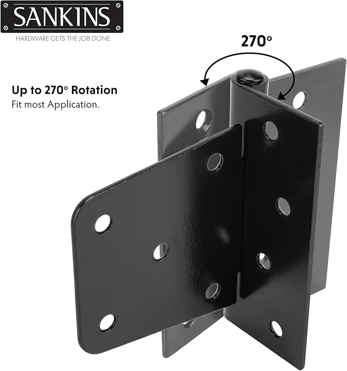 3-1/2" Heavy Duty Gate Hinges, Black Iron Door Hinges with Screws, Durable Gate Strap Hinges for Wooden Fences Gate Shed Barn Door, 2pcs