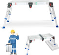 LEADALLWAY Portable Work Platform Height Adjustment 33"(L) x12(W) x20(H) Foldable Step Stool Aluminum Platform Ladder with One-Touch Automatic Fold 330 Lbs Capacity