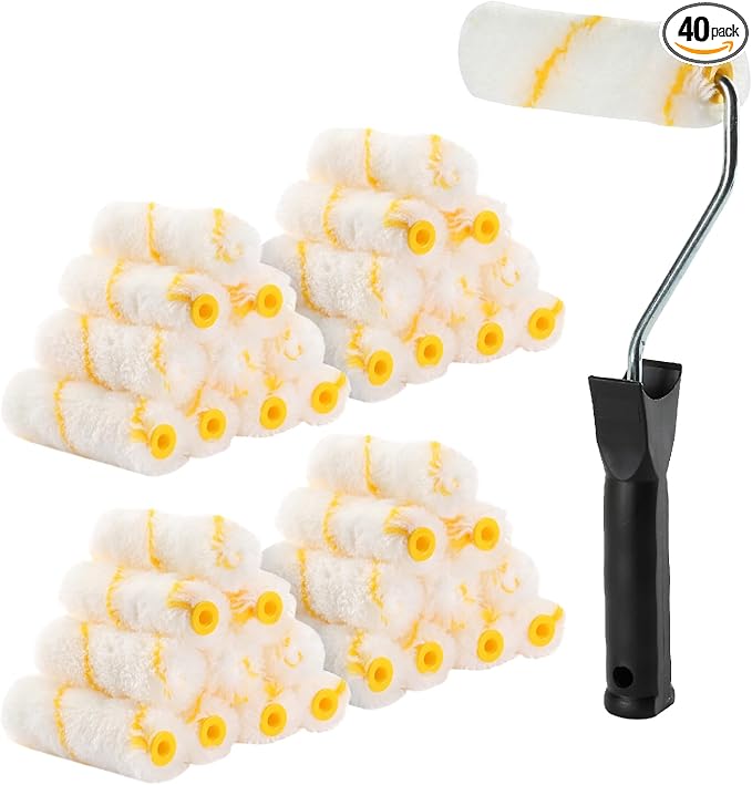 Bates- Paint Rollers, 4 inch Paint Roller with 40 Covers, Wall Painting Tool