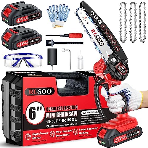 Mini Chainsaw Cordless, 6 Inch Handheld Chain Saw Battery Powered