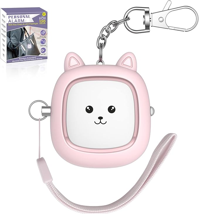 Safe Sound Personal Alarm, 130 dB Loud Siren Song Emergency Security Alarm Keychain with LED Light, Personal Sound Safety Siren for Women, Men, Children, Elderly(Pink)