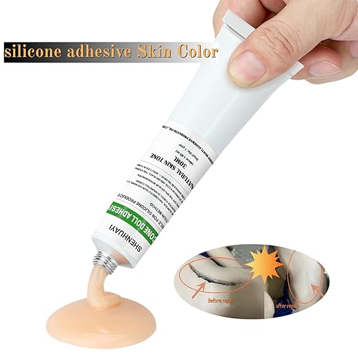 Silicone Adhesive Skin Tone Soft Silicone Doll bonding Filling Special Effects Makeup Repair Model Making Strong Waterproof Seal Stronger Adhesion 1.12 oz