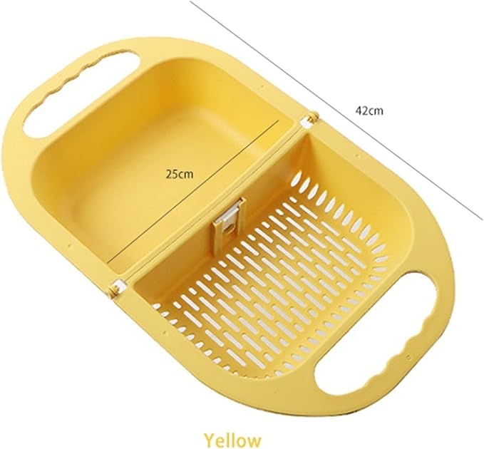 Draining rack Folding Drain Basket Leaking Fruit Box Vegetable Container Drain Rack Sink with Handle Storage Baskets Tools Kitchen Accessories Sink Strainer Basket(A)