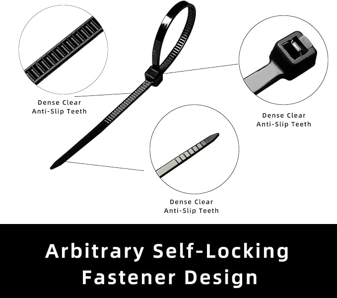Zip Ties 8 inch, 1000 Pack Black Zip Ties, Self-Locking Nylon Cable Ties with 40 lbs Tensile Strength,Wire Ties for indoor and outdoor use.
