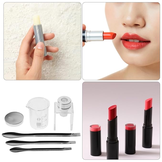 PartyKindom DIY Lipstick Making Kit and Repair Tool Set with Silicone Mold, Measuring Beakers & Spoons for Custom Lip Balm Crafting and Home Beauty Repair
