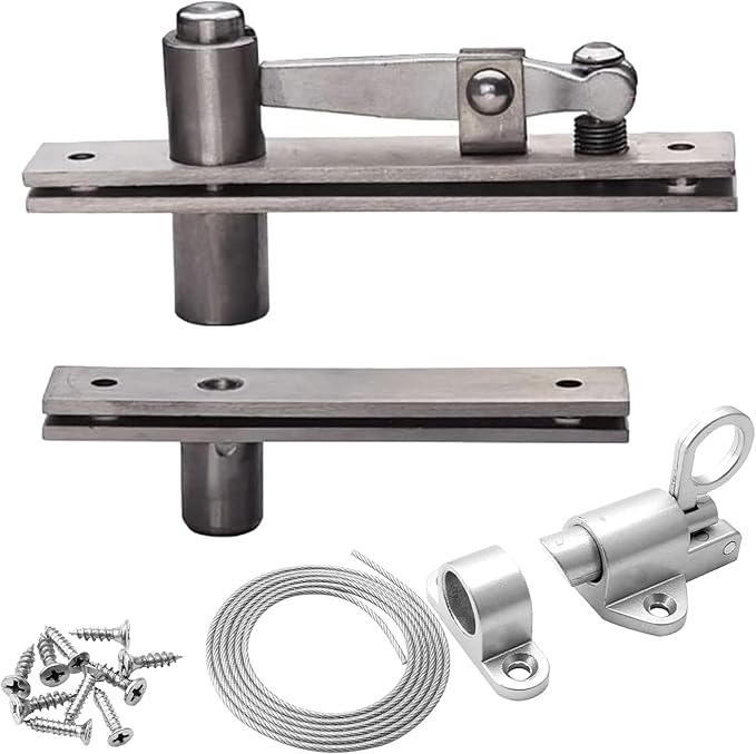 TamBee Hidden Bookcase Hinges Pivot Door Hinge with Lock Hidden Door Hinges for Secret Door 304 Stainless Steel with Spring Latch Lock and Cable