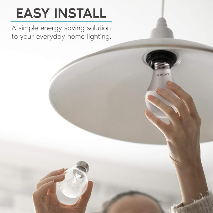 LUXRITE A19 LED Bulb 60W Equivalent, 4000K Cool White, 800 Lumens, Dimmable Standard LED Light Bulbs 9W, Enclosed Fixture Rated, Energy Star, E26 Medium Base - Indoor and Outdoor (6 Pack)