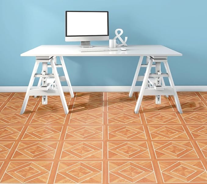 Tivoli Self Adhesive Vinyl Floor Tiles, 45 Tiles - 12" x 12", Wood Diamond - Peel & Stick, DIY Flooring for Kitchen, Dining Room, Bedrooms, Basements & Bathrooms by Achim Home Decor