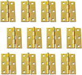 QCAA Narrow Butt Utility Hinge, Swaged, with Removable Loose Pin for Cabinet Door or Box Hinge, 2-1/2" x 1-3/4" x 1.4mm, Brass Plated, 12 Pack, Made in Taiwan