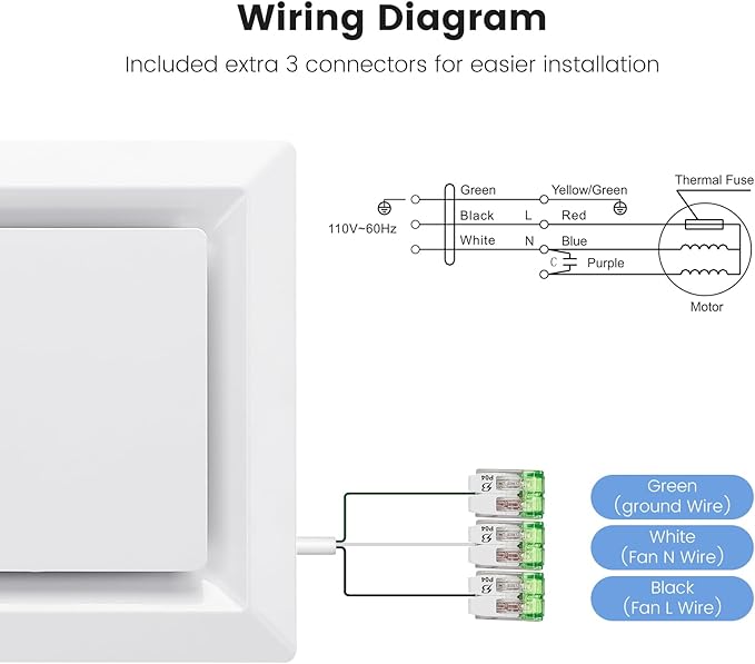 Bathroom Exhaust Fan for Ceiling Mount, 11.8" Household Bath Vent Ventilation Fans with 1.0 Sones Quiet Operation, 110 CFM with 4" Duct Collar, 26W Low Consumption